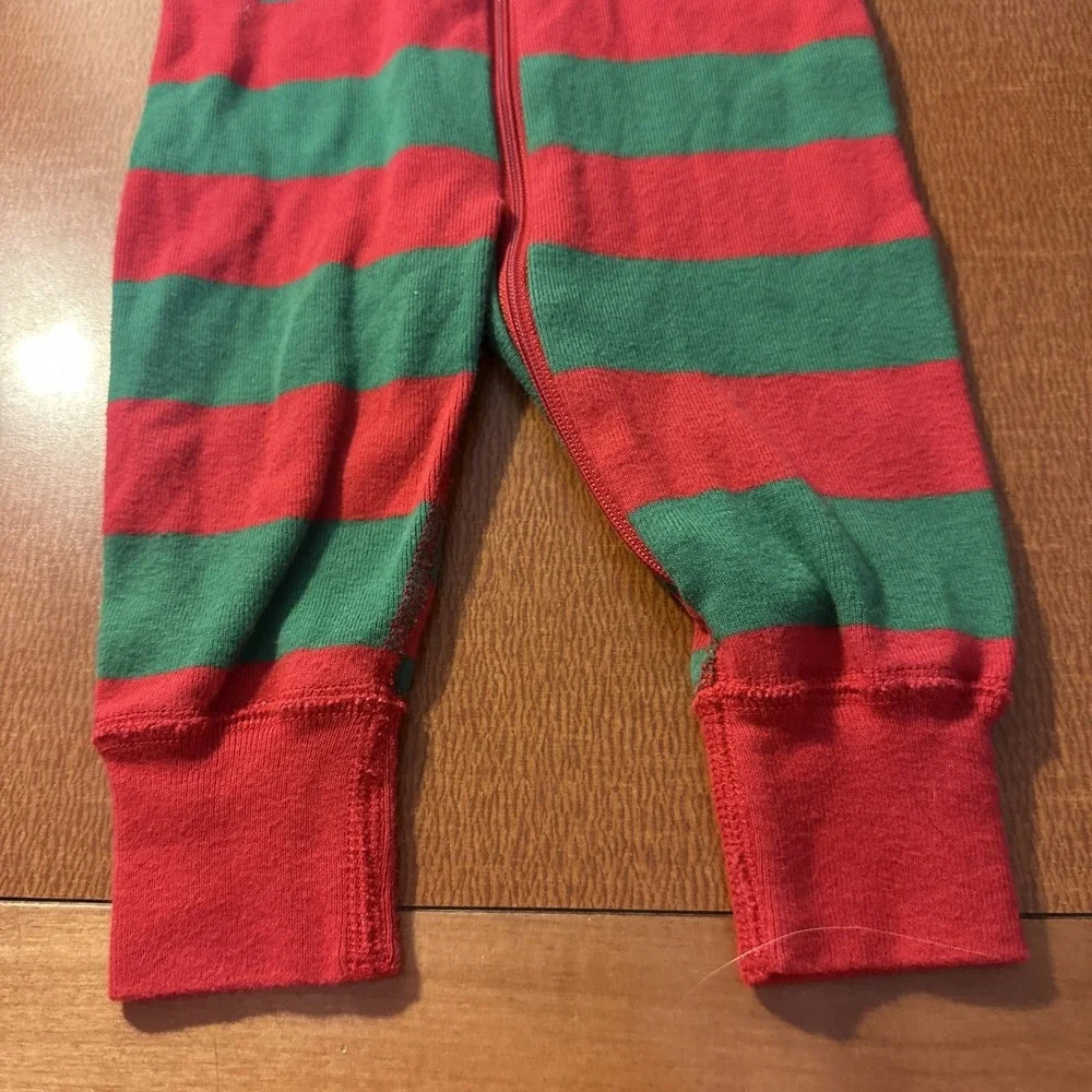 Hanna Andersson Christmas striped 3-6 Mos Long John Zip Up Pajamas‎ Unisex